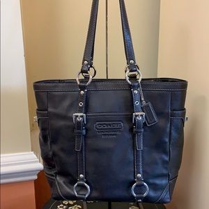 Coach leather twist lock pocket handbag